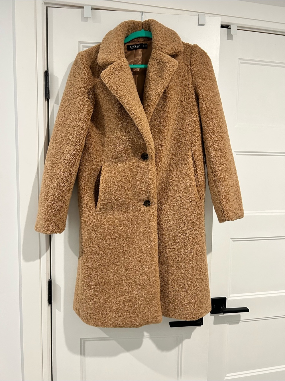 Lauren Ralph Lauren Camel Teddy Coat with Notch Collar